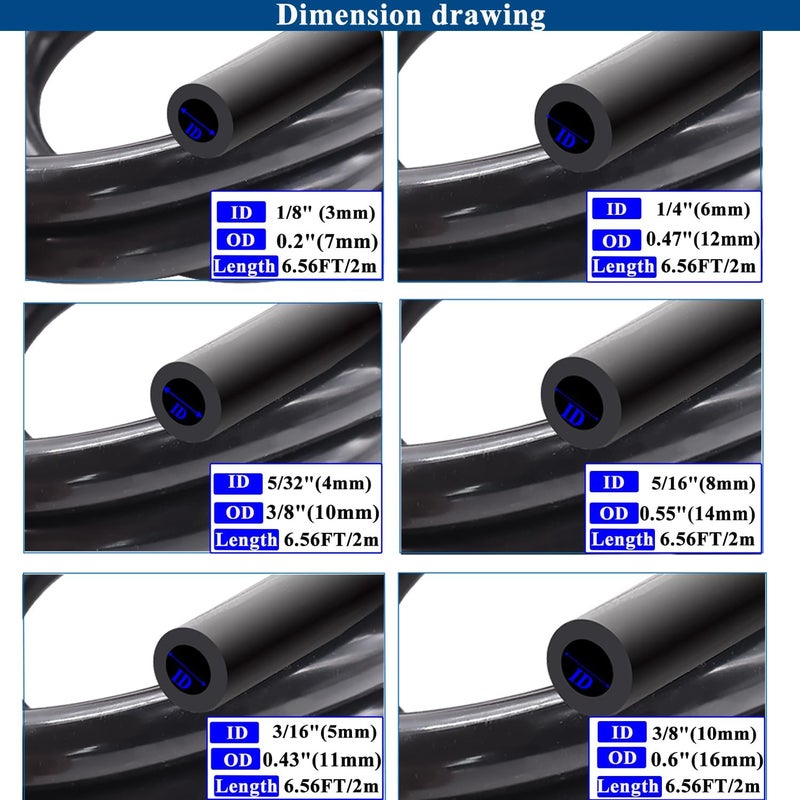 Tnisesm Vacuum Line Kit, 6Pcs 6.6Ft Vacuum Hose Automotive With 128Pcs Vacuum Line Connectors, High Performance Silicone Hose line Kit for Variety Car Piping System Automotive Replacement Vacuum Hoses - Image 2